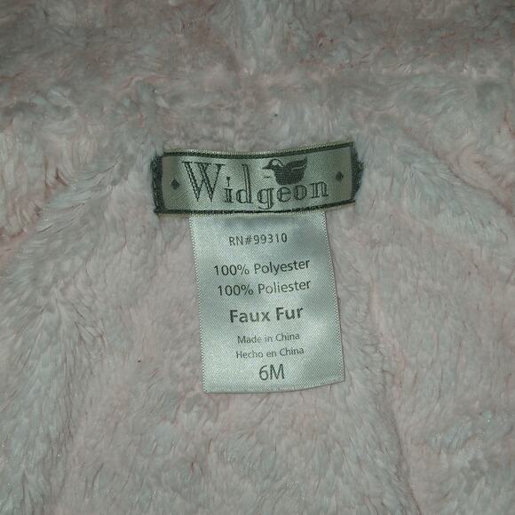 Widgeon Size 6m Girls Jacket Light Pink Faux Fur Hooded Zip Up Pom Poms Warm - Picture 6 of 6